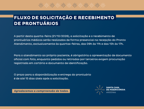 Fluxo de solicitação e recebimento de prontuários
