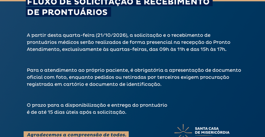 Fluxo de solicitação e recebimento de prontuários